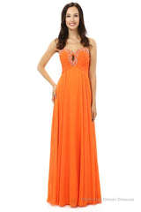 Orange Chiffon Cut Out Sweetheart With Pleats Bridesmaid Dresses