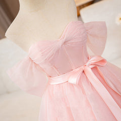 Pink Ball-Gown Tulle Sweetheart Floor-Length Wedding Dress with Sashes