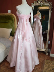 Pink Shimmering Satin Spaghetti Straps Prom Dress Fairy A Line Princess Dress Evening Gown