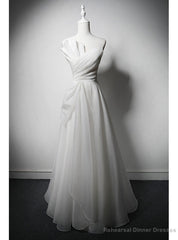 Pretty White Strapless Pleats Wedding Dress