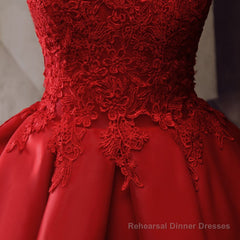 Red Round Neckline Layers Short Prom Dress, Red Lace Homecoming Dress