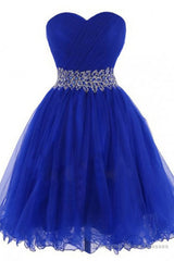 Cheap Homecoing Short Homecoing Sweetheart Royal Blue Homecoing Beading Homecoing Royal Blue Prom Dresses