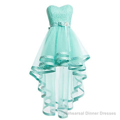 Mint Tulle Homeocming For Teens Pretty Cheap Simple Short Lace Prom Dresses