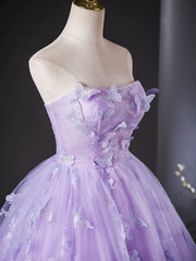 Purple Lovely Long Lace Sweet 16 Dress, Purple Lace Prom Dress Party Dress