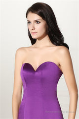 Purple Mermaid Satin Sweetheart Backless Prom Dresses