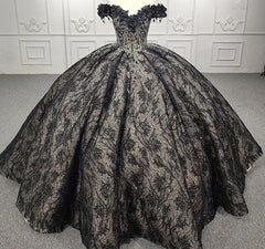 Quinceanera Black Off-the-Shoulder Ball Gown Dress