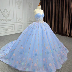 Quinceanera Dress Chic Strapless Sweep Train Evening Dresses Sweetheart Lace Up Prom Dresses