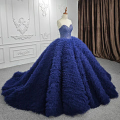 Quinceanera Dress Classic Dark Navy Strapless Quinceanera Dresses Sleeveless Sweetheart Beading Ball Gown