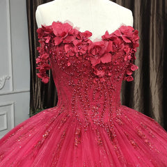 Quinceanera Dress Exquisite Red Pearls Sleeveless Quinceanera Dresses 3D Appliques Party Dresses