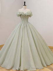 Quinceanera Dress Green Long Prom Dress Green Tulle Formal Sweet Dress with Beading