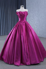 Quinceanera Dress Novelty A Line Satin Strapless Ball Gown Evening Dress for Women