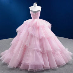 Quinceanera Dress Simple Tiered Ball Gown Elegant Lace Up Long Evening Dresses with Diamonds