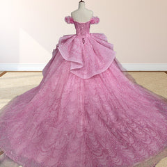 Quinceanera Dress With Sequins Off the Shoulder Chapel Train