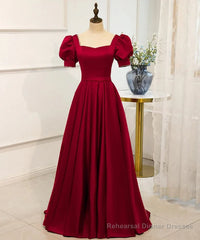 Red Puff Sleeve Prom Dress / Red Bridesmaid Dress / Victorian Dress