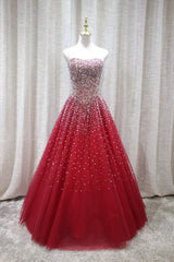 Red Sparkle Prom Dress , Handmade Charming Formal Gown, Prom Dress