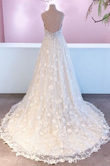 Romantic Long A-Line Sweetheart Appliques Lace Tulle Wedding Dress