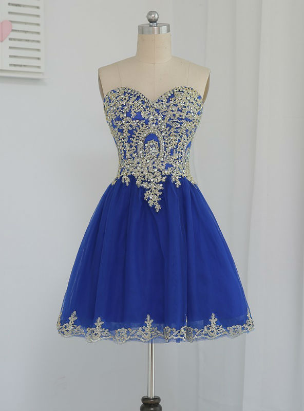 Royal Blue Homecoming Dresses A-line Sweetheart Short