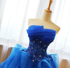 Royal Blue Knee Length Party Dress with Applique, Short Prom Dress