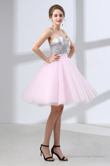 Sequin Lace & Tulle Sweetheart Neckline Short Length A-line Bridesmaid Dresses