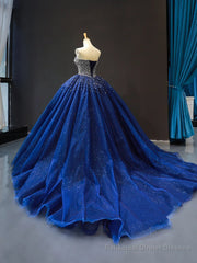 Sequined Navy Blue Quinceanera Dresses Ball Gown Dresses