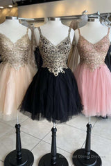 Princess Sequins V-Neck Straps A-Line Homecoming Dress