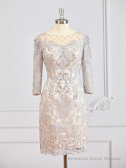 Sheath/Column Bateau Short/Mini Chiffon Mother of the Bride Dresses With Appliques Lace