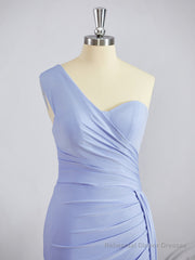 Sheath/Column One-Shoulder Sweep Train Jersey Bridesmaid Dresses