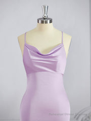 Sheath/Column Square Sweep Train NS Elastic Woven Satin Bridesmaid Dresses