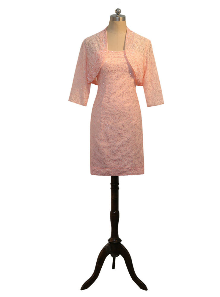 Sheath Knee Length With Jacket Pink Mother Of The Bride Dresses