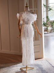 Sheath Sequins Feather Wedding Dress