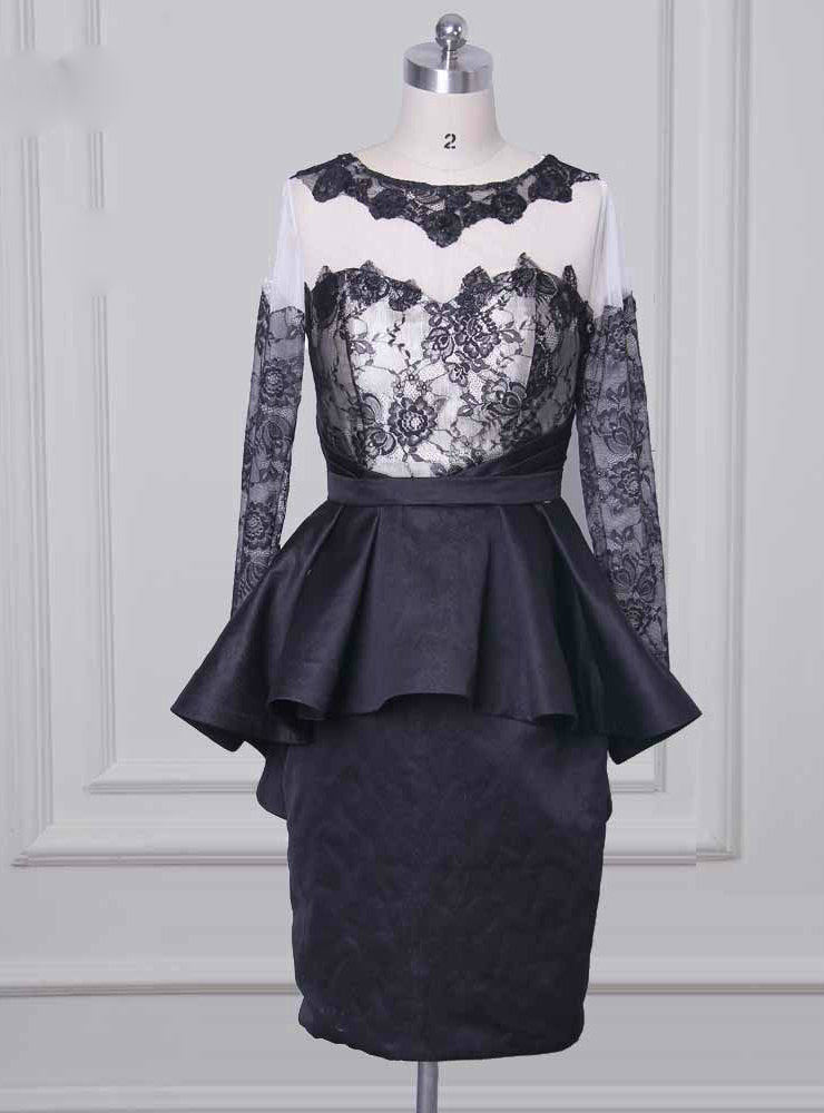 Simple Black Lace Mother of the Bride Dresses Sexy Illusion