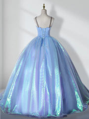 Sky Blue Sweetheart Neck Long Prom Quinceanera Dresses