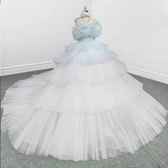 Strapless Quinceanera Dress White Ruffles Ball Gown Evening Dress