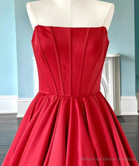 Strapless Red Long Prom Dress