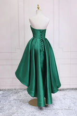 Sweetheart Neck Green High Low Prom Dresses, Green High Low Graduation Homecoming Dresses