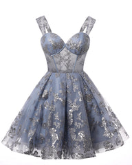 Teens Sparkly Tulle Champagne Homecoming Dresses Spaghetti Straps Short Cocktail Party Prom Dress