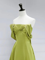 Atmosphere Green A-Line Satin Off Shoulder Long Prom Dress Long Formal Luxury Dignified Party dress