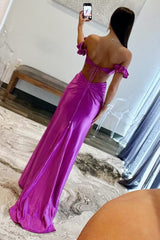 Violet Flutter Sleeve Cutout Mermaid Prom Dress Fitted Gown