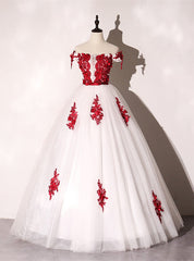 White Ball Gown Tulle Off the Shoulder Appliques Beading Quinceanera Dress