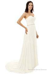 White Chiffon Sweetheart With Beading Pleats Bridesmaid Dresses