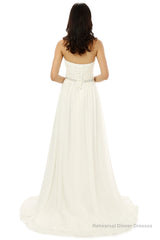 White Chiffon Sweetheart With Beading Pleats Bridesmaid Dresses