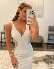 White Mermaid Beaded Prom Dress