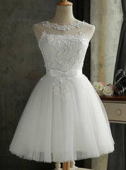 White Short Lace Homecoming Dress