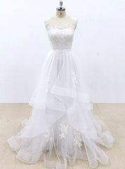 White Tulle Lace Appliques Cap Sleeve Wedding Dress