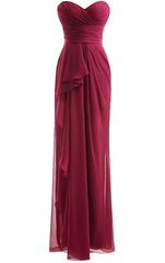 Formal Dress For Wedding, Classical Burgundy Sweetheart Empire Pleated Floor Length Chiffon Bridesmaid Dresses