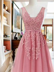 Evening Dresses 1932S, V Neck Sleeveless Applique Tulle Beading Homecoming Dresses