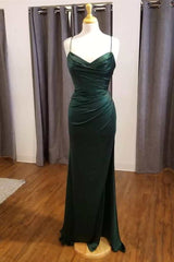 Party Dresses Summer Dresses, Hunter Green V-Neck Mermaid Long Formal Dress