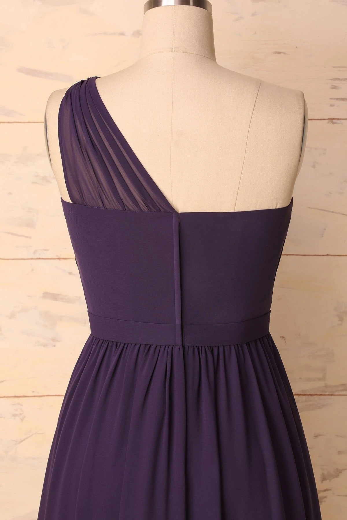 Formal Dress Modest, Elegant One Shoulder Plum Bridesmaid Dress