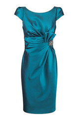 Prom Dresses Under 217, Cap Sleeves Short Blue Mother of Bride Dress