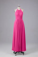 Bridesmaid Dresses Weddings, Elegant Chiffon Halter Floor Length Bridesmaid Dresses